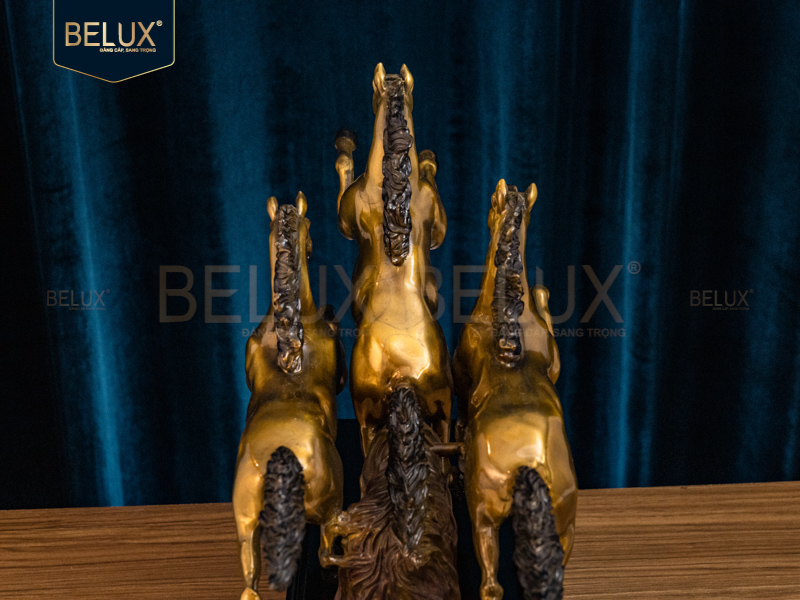 Tượng Song Mã bằng đồng decor 39x18x33cm